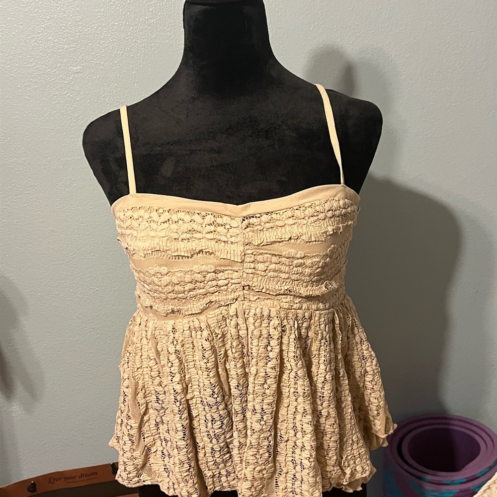 HYFVE Cream Smocked Camisole Top